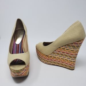 SPEED LIMIT 98 Rainbow Espadrilles Wedge Heels 9